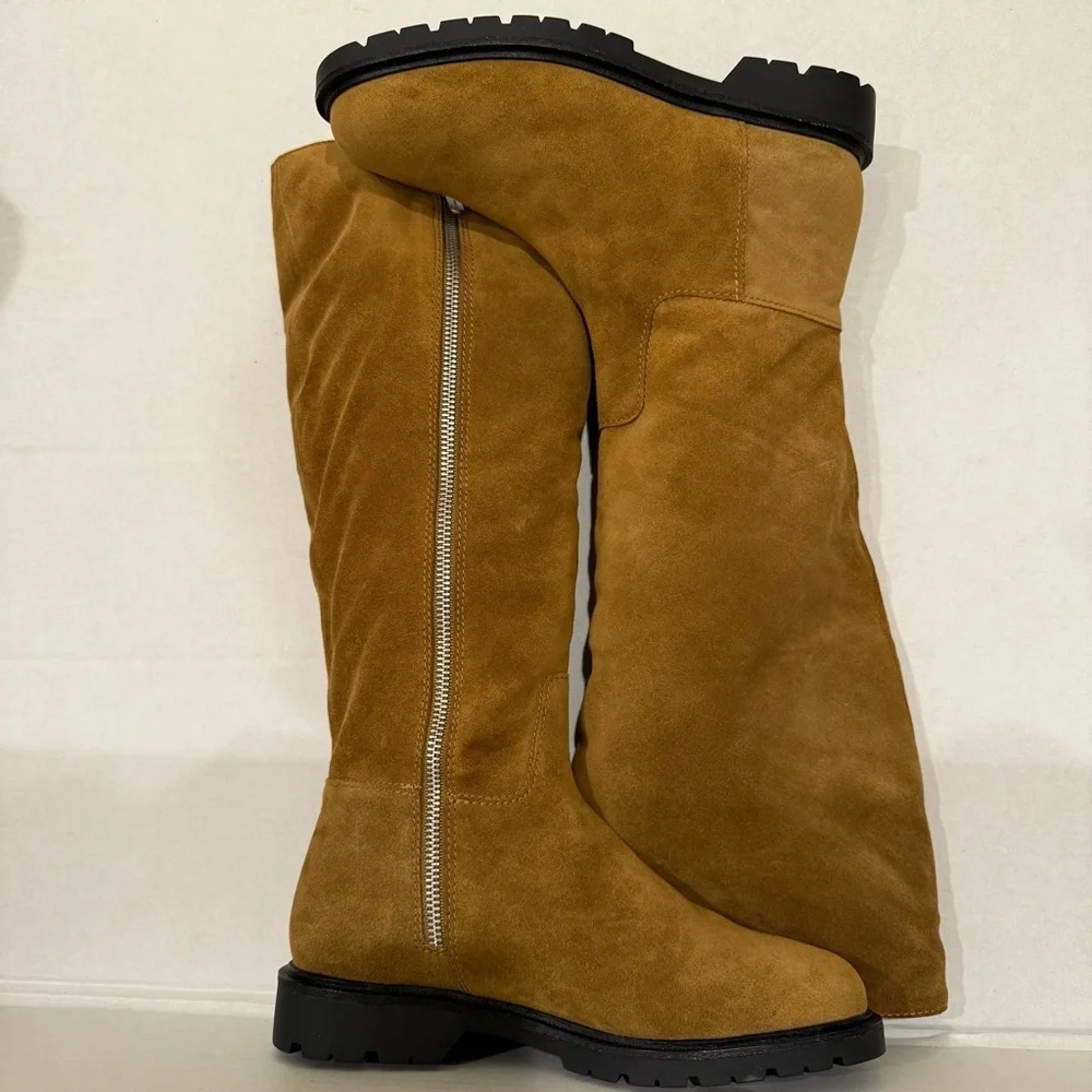Vince Sibelle Sherpa-Lined Suede Tall Boots | Size 6 | NWOB | Sahara